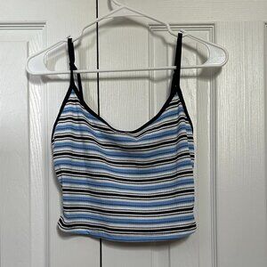 Blue and Black Stripped Crop Top